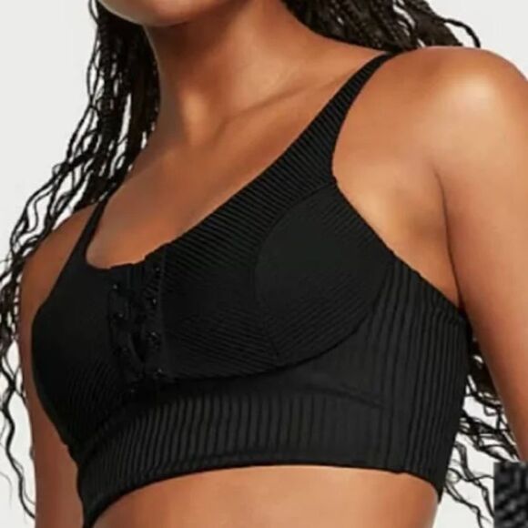 Victorias Secret Allegro Medium Support Flow on Point Lined sport bra Black - Picture 5 of 6